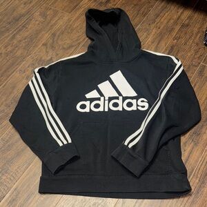 Kids. Adidas Black Hoodie with White Stripes